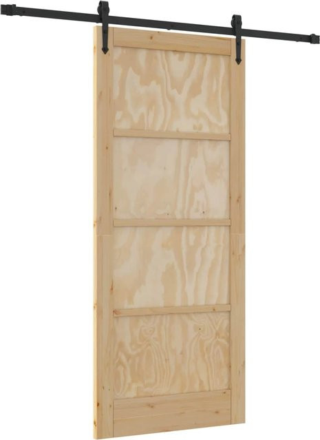 vidaXL Schiebetür ORKDAL in Natur und Schwarz, moderne Schiebetür aus Holz und Stahl, Breite: 86 cm, Höhe: 198,5 cm - Bild 1