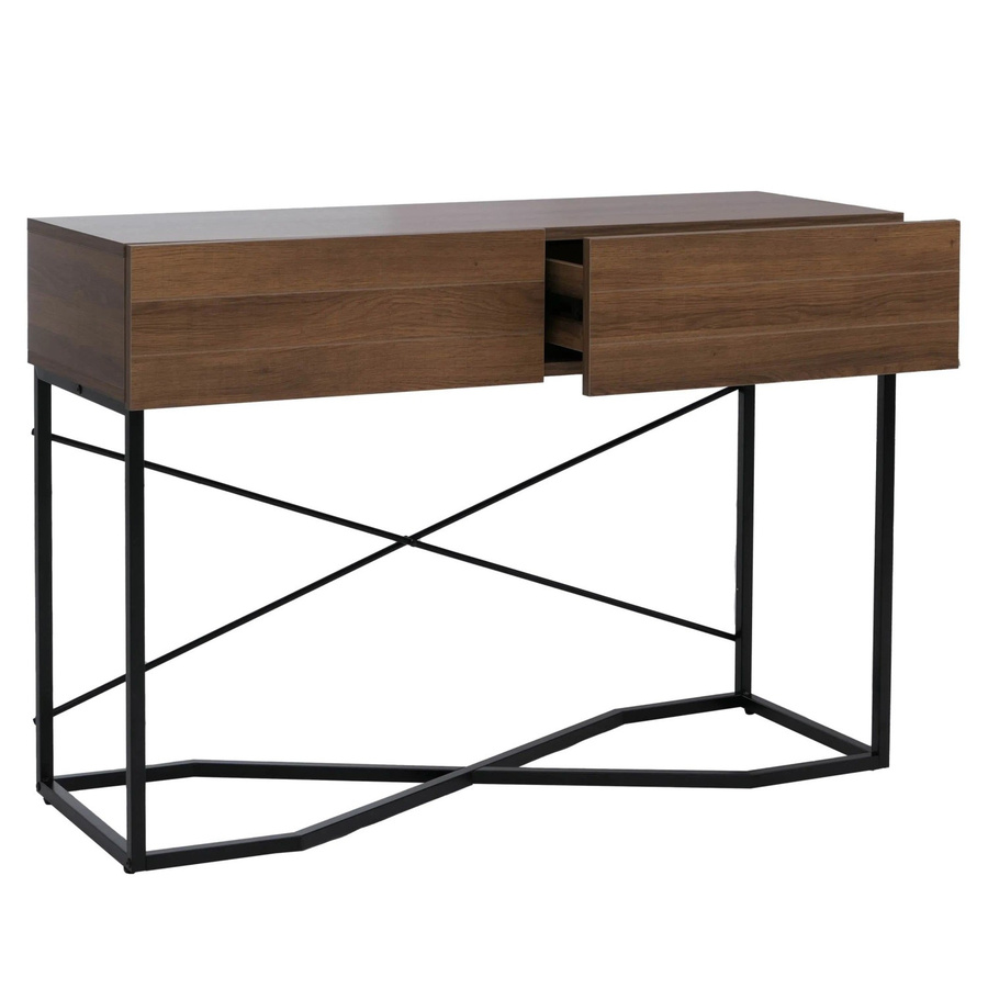 Konsolentisch MCW-P47 Industrial Design mit Schublade aus Melamin, braun, B/T/H: 120 x 40 x 81 cm - Bild 3