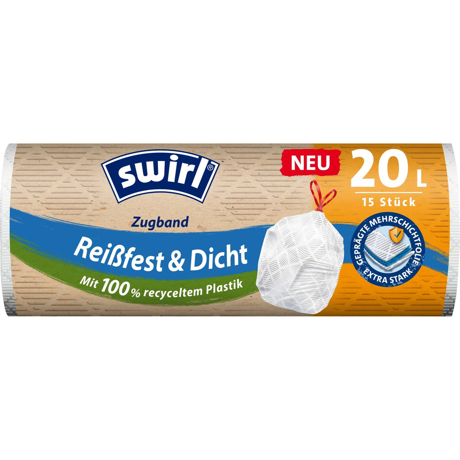 Swirl Zugband-Müllbeutel Weiß 20 Liter 15 Stück - Bild 2
