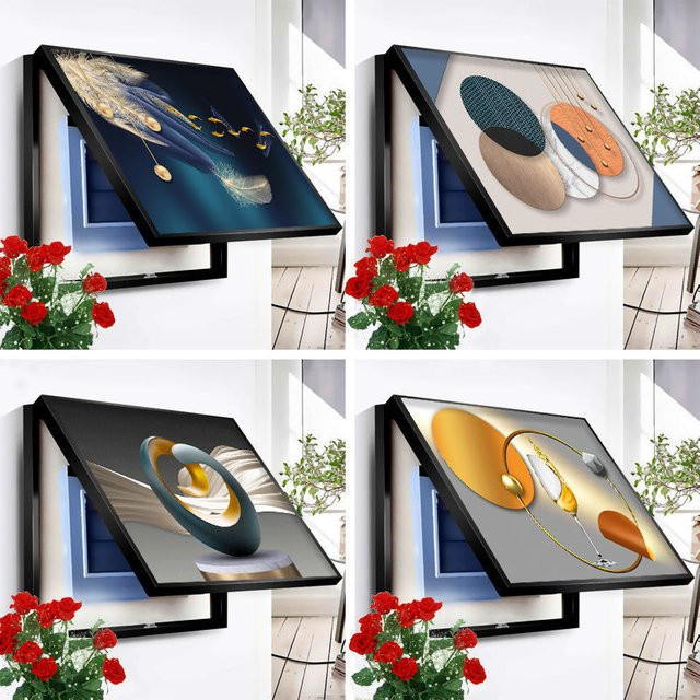 Dekorative Stromzähler Box Abdeckung von DUTRIEUX als Leinwand Poster Gemälde in Gold, B: 50 cm, H: 40 cm - Bild 1