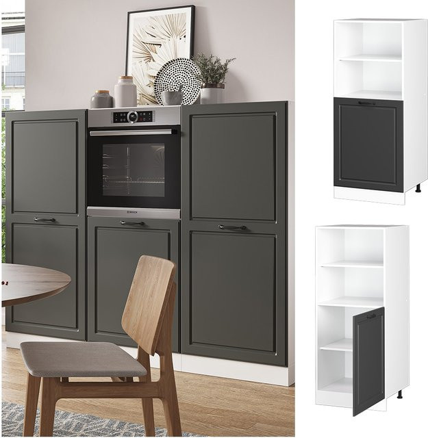 Vicco R-Line Backofenumbauschrank im Landhausstil, Weiß Anthrazit, B: 60 cm, H: 143 cm, T: 57,2 cm - Bild 1