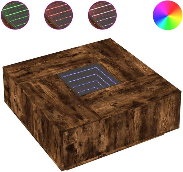 vidaXL Couchtisch mit Infinity-LED in Räuchereiche, B/T/H: 100 x 100 x 40 cm - Bild 1