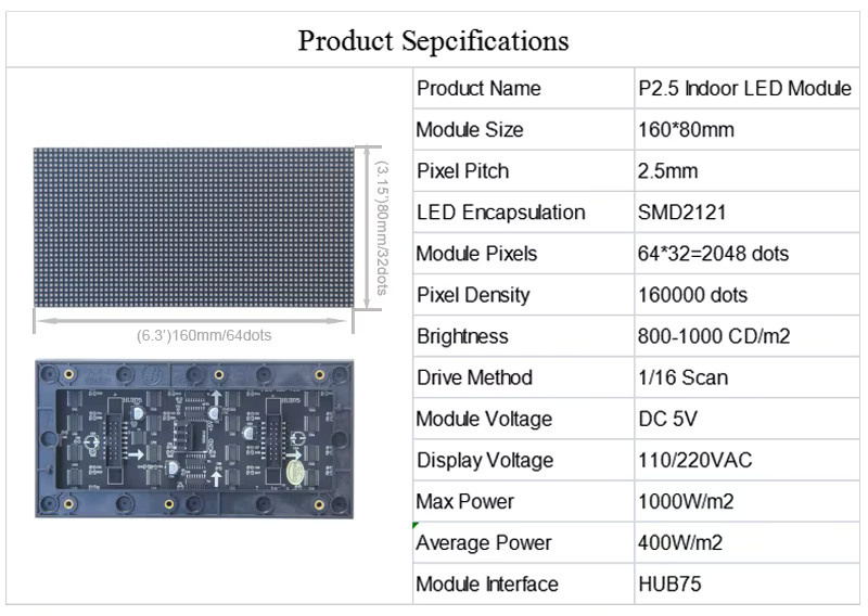 EVERSHINE P2.5 Pin2dmd LED-Modul Indoor RGB Vollfarb-LED-Panel Multicolor Schwarz B/H: 64 x 32 Pixel - Bild 3