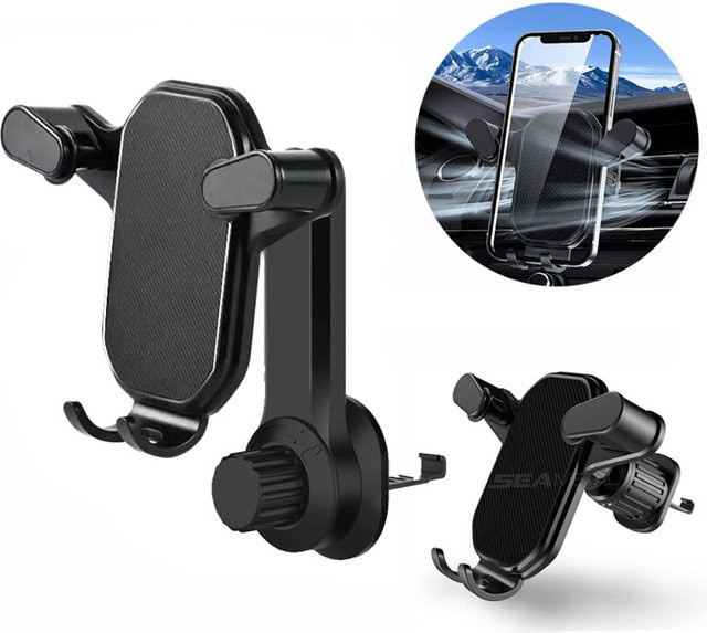 Universeller Auto-Telefonhalter für Lüftungsschlitze mit Schwerkraftschloss und 360 Grad flexibler Einstellung, Schwarz, passend für Smartphones von 4 bis 7 Zoll - Bild 1