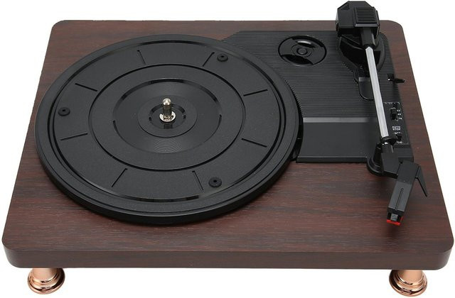 Aimo Vintage-Plattenspieler in Braun mit 3 Geschwindigkeiten und 3,5 mm Klinkenanschluss - Bild 1