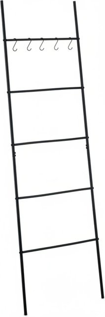 Relaxdays Handtuchleiter aus Stahl in Schwarz Matt mit 5 Sprossen, Höhe: 178 cm, Breite: 58 cm, Tiefe: 1,5 cm - Bild 1
