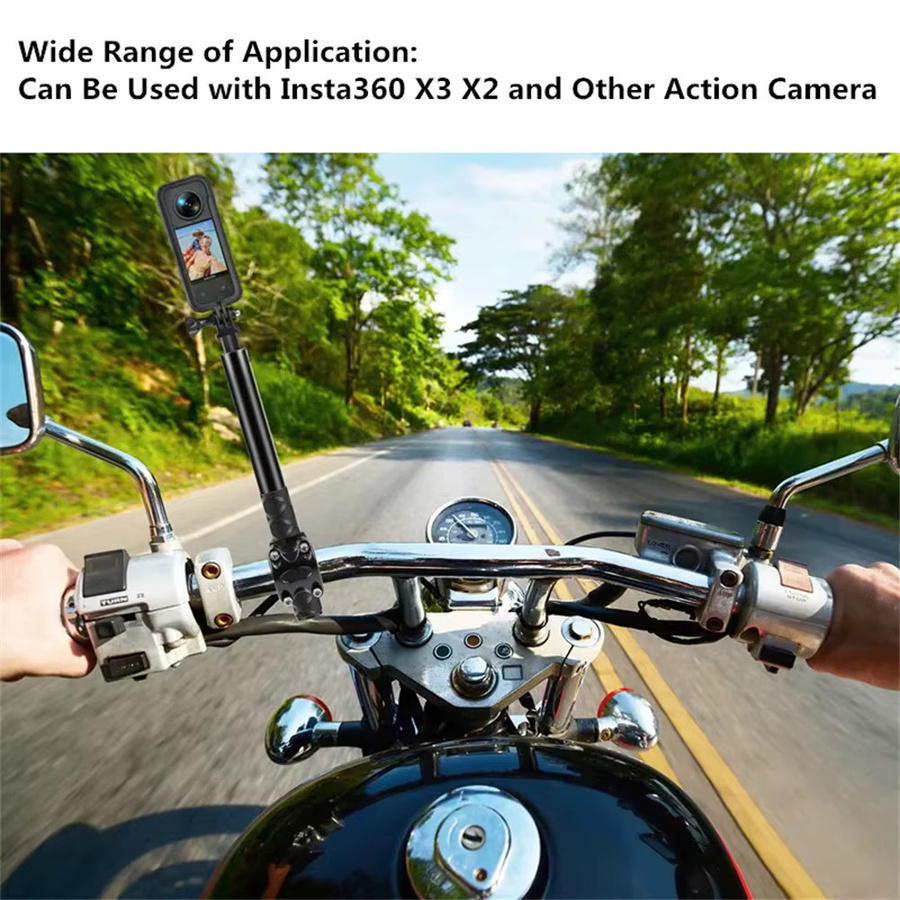Insta360 Lenkerhalterung und unsichtbares Einbeinstativ in Schwarz für Insta360 X3, One X2 und GoPro Action Cameras zur Montage am Motorrad oder Fahrrad - Bild 3