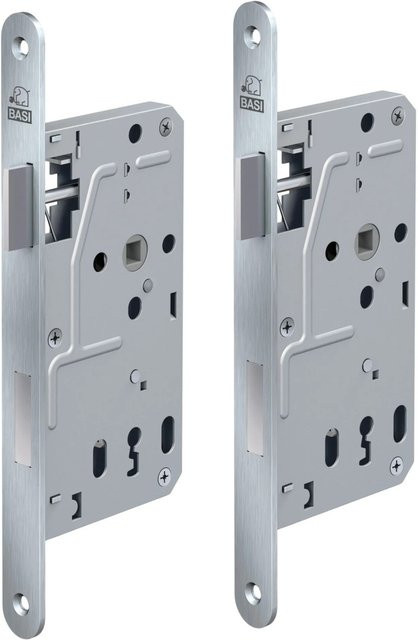 BASI Zimmertürschloss ES 927 BB DIN Rechts Rundstulp in Edelstahl und Silber, 2er Set - Bild 1
