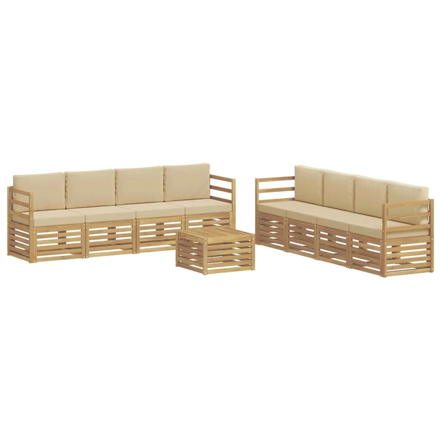 vidaXL Sofagarnitur aus Massivholz Akazie in Beige mit Latten-Design und Armlehnen - Bild 2