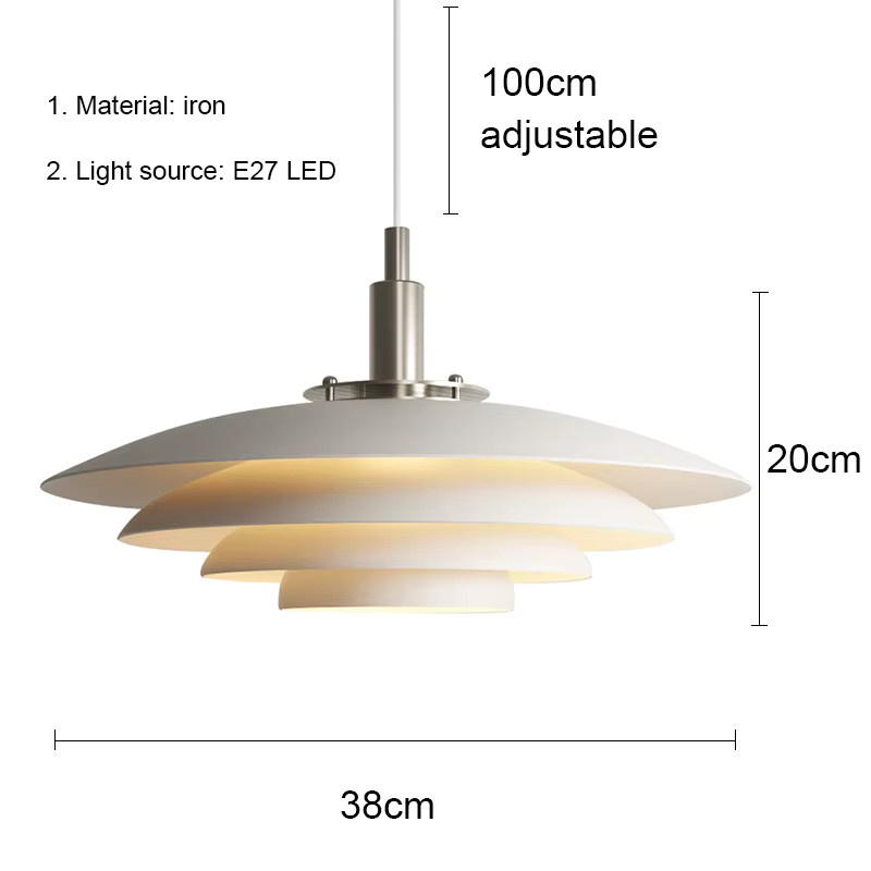 BANMENG Nordische E27 LED-Pendelleuchte aus Metall in Weiß für Wohnzimmer, Schlafzimmer und Esszimmer - Bild 5