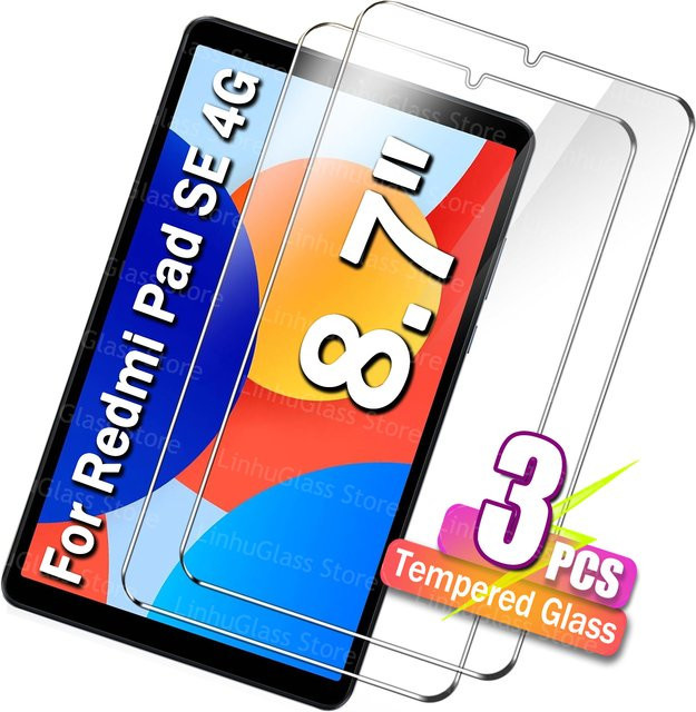 Xiaomi Schutzfolie aus gehärtetem Glas für Redmi Pad SE 8,7 Zoll, transparent, HD-Displayschutz ohne Blasenbildung und Anti-Fingerabdruck-Schutz - Bild 1