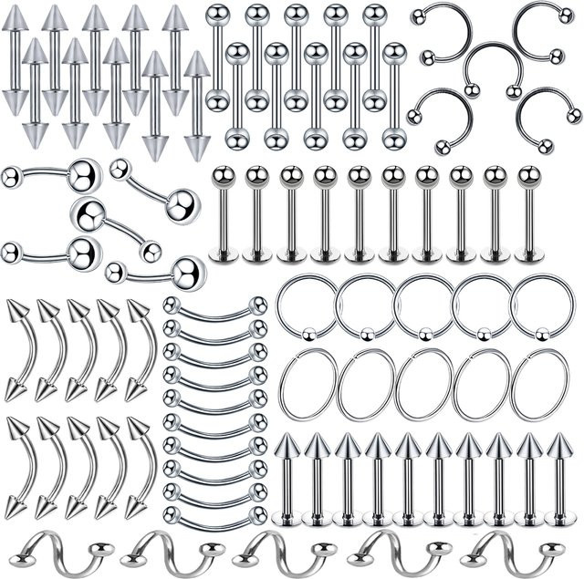 Piercing Set Edelstahl, Silber, Unisex - Bild 1