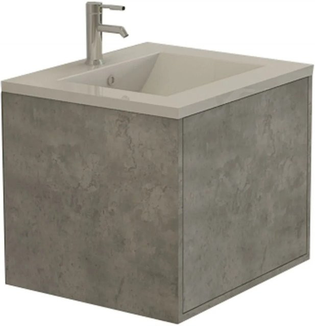 Jet-Line Waschtisch Linz mit Unterschrank in Betonoptik, Grau, B/H/T: 60 x 52 x 45,5 cm - Bild 1