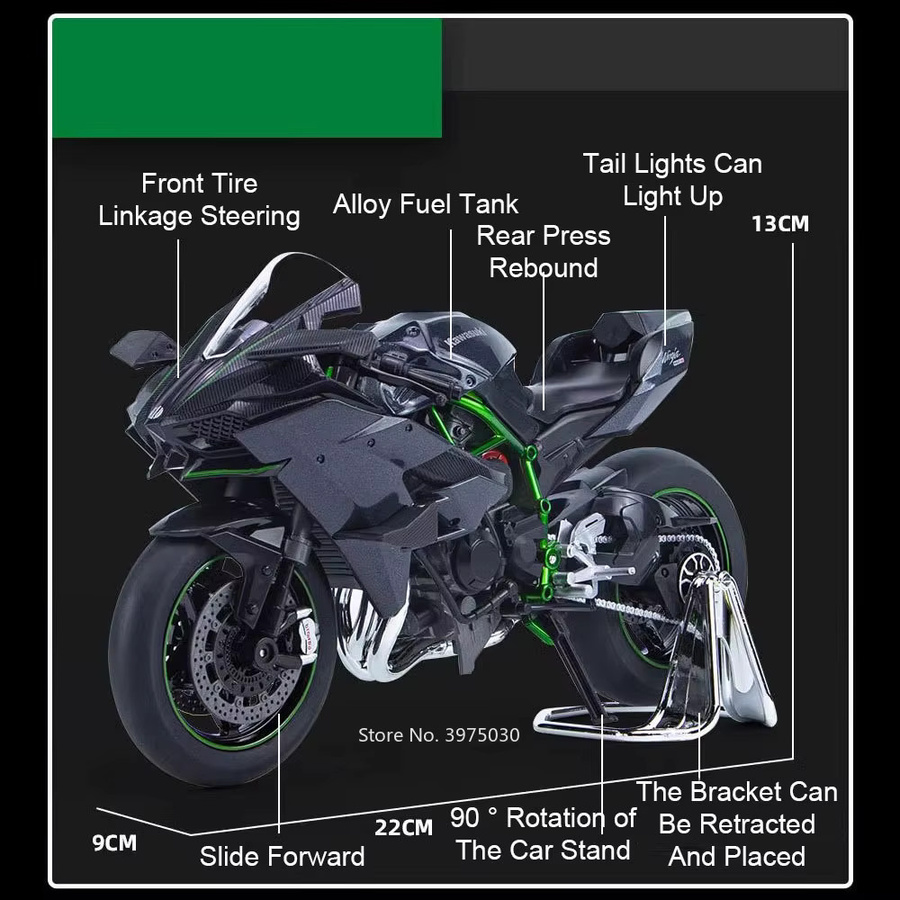 RMZ city Kawasaki Ninja H2R 1000RR Motorräder, Miniaturmodelle, 1:9, mit Licht - Bild 2