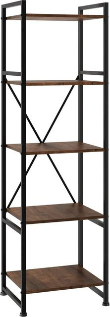 tectake Regal Manchester Industrial Style aus Holz und Stahl, 5 Ebenen, Braun, B/T/H: 47,5 x 34,5 x 151,5 cm - Bild 2