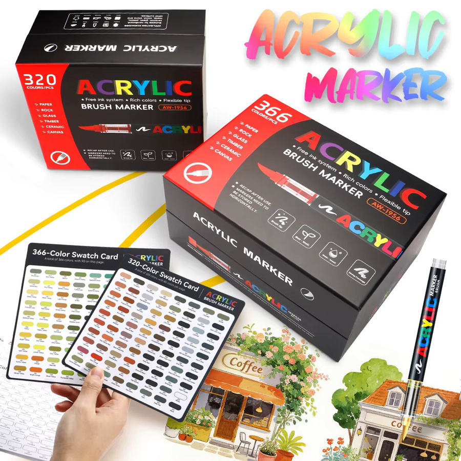kissbuty Acryl-Marker-Stifte mit Pinselspitze und automatischer Tintenkontrolle in Multicolour für Stein, Holz und DIY-Projekte - Bild 4