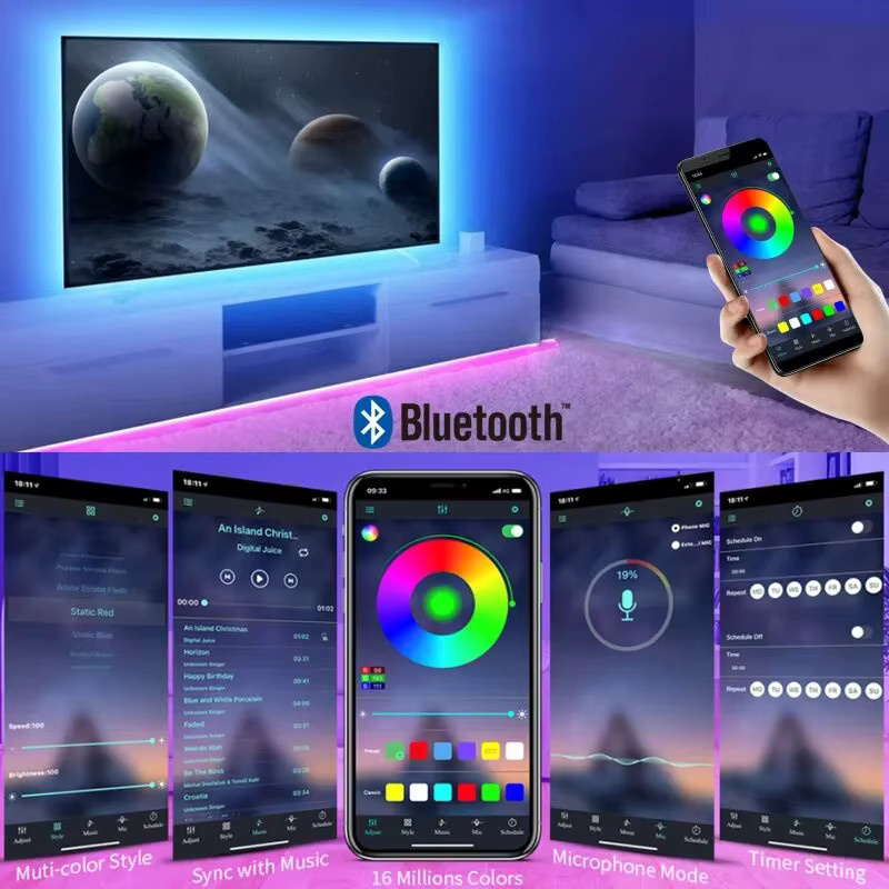 Szaoju Intelligente WLAN-LED-Lichtleiste mit RGB 5050 für TV-Hintergrundbeleuchtung und Party-Dekoration, kompatibel mit Alexa und Google Home - Bild 4