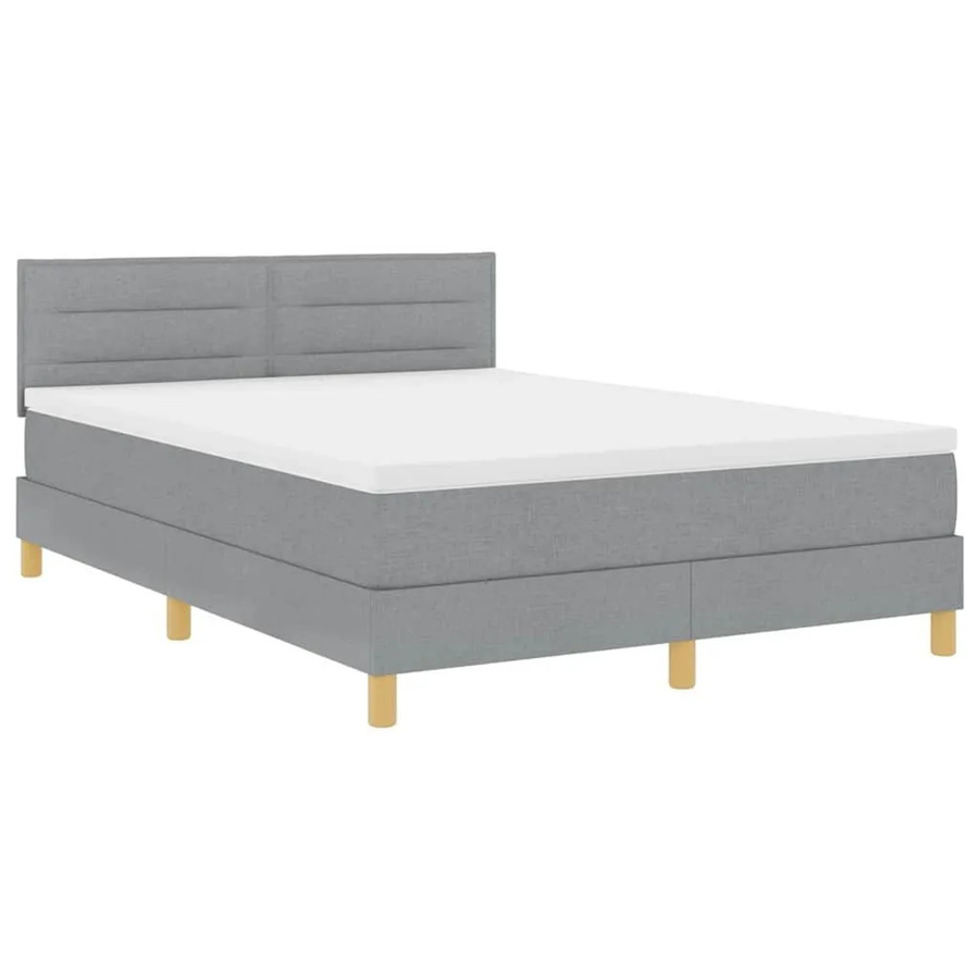 vidaXL LED Boxspringbett mit Matratze Hellgrau B/T/H: 140 x 200 x 28 cm mit USB-Anschluss und Unterbettbeleuchtung - Bild 2