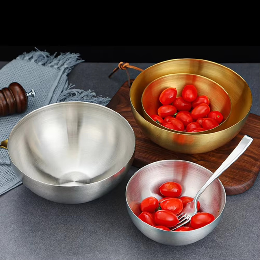 LEENKEA Salatschüssel aus Edelstahl in Gold und Silber für Obst, Salat, Suppe oder Nudeln - Bild 4