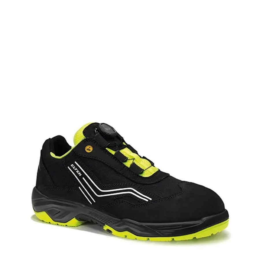 Elten Sicherheitshalbschuh Ambition Boa Low ESD S2 aus Nubukleder in Schwarz-Gelb Größe 41 - Bild 2