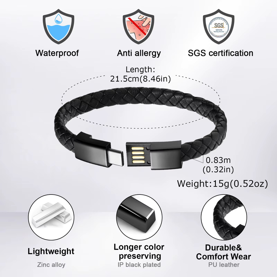 mprainbow Lederseil-Armband, Schwarz, Herren - Bild 5