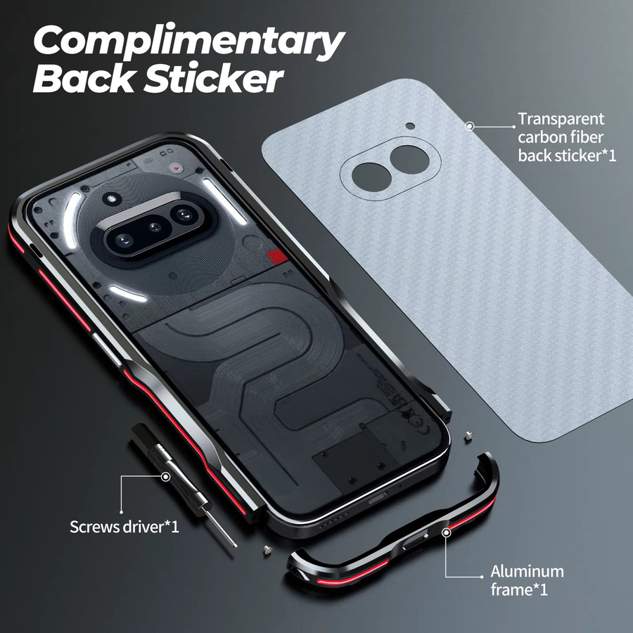 LUPHIE Metalllegierungs-Stoßfänger Schutzhülle für Nothing Phone 3, 3A und 2a Plus in Schwarz - Bild 6