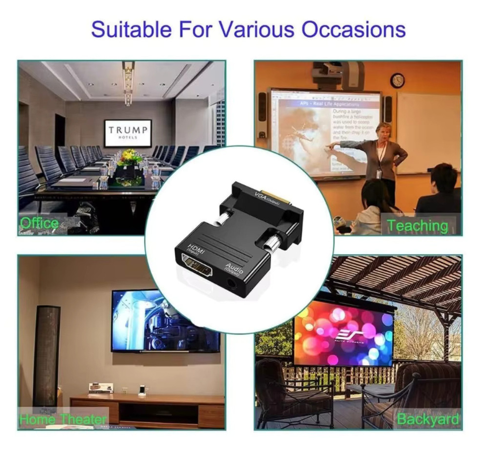 PzzPss HDMI auf VGA Adapter mit Audiokabel in Schwarz - Bild 5