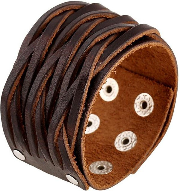 YIRAN Lederarmband, Braun, Unisex, Punk - Bild 1