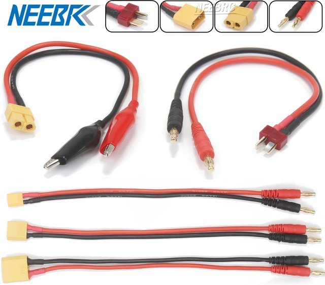 NeebRC RC Multi Batterie Ladegerät Adapter Konverter Kabel in Rot mit T/XT30/XT60/XT90 zu 4,0mm Bananenstecker und Krokodilklemmen für IMAX B6 B6AC - Bild 1