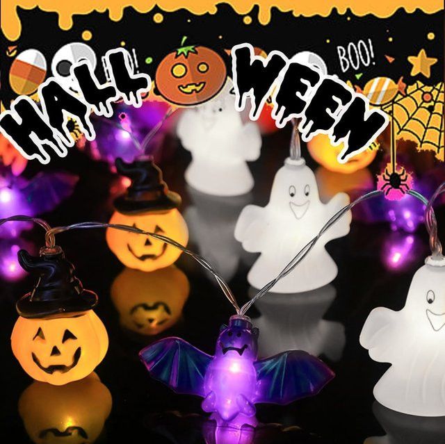 Peach Forest LED Halloween Lichterkette mit Geistern, Fledermäusen und Kürbissen für eine gruselige Atmosphäre, batteriebetrieben - Bild 1