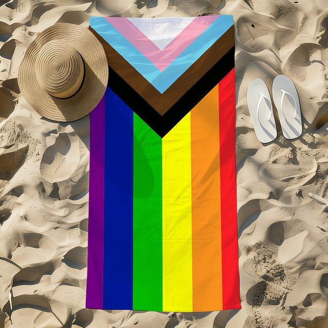 JMG Household Supplies Bear Pride LGBT Strandhandtuch aus Mikrofaser, schnelltrocknend und weich, B/H: 90 x 180 cm, Multicolour - Bild 1