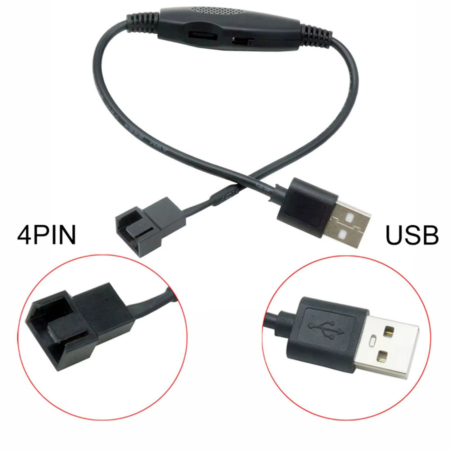 RGeek USB auf 4-Pin 5V Lüfteradapterkabel mit Drehzahlregelung in Schwarz - Bild 2