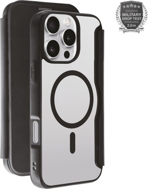 Vivanco MAG PREMIUM Wallet Handyhülle für iPhone 16 Pro Max mit MagSafe Support und 2,0m Drop-Protection, Schwarz - Bild 1