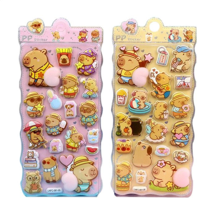 Wiederverwendbare Capybara Bubble Sticker in Multicolour für Kinder zum Dekorieren von Tagebüchern und Schulmaterialien - Bild 1