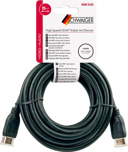 Schwaiger HDMI Anschlusskabel in Schwarz, Länge: 5 m - Bild 1