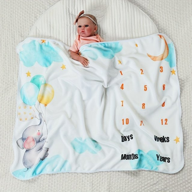 VIKAMA Baby Fotografie-Decke mit Cartoon-Print für Neugeborene und Taufe, Mehrfarbig - Bild 1