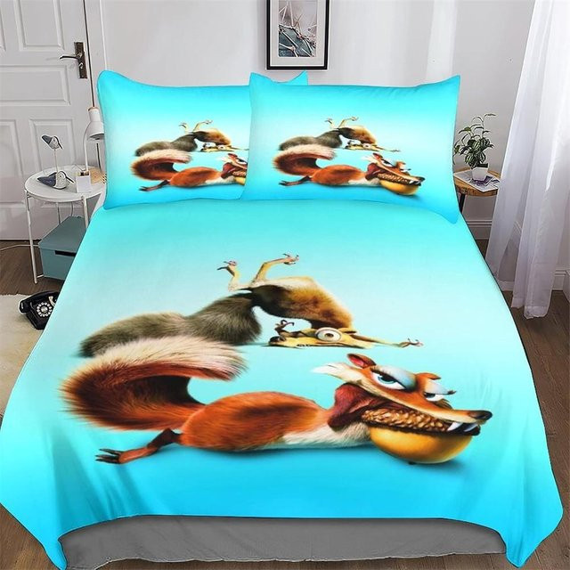 Lodestar Eiszeit Bettwäscheset mit 3D-Druck in Blau, bestehend aus Bettbezug und Kissenbezügen aus Mikrofaser, B/T/H: 200 x 200 cm - Bild 1