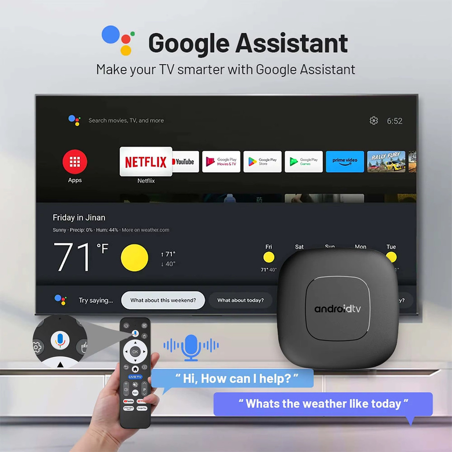Mortal T1 Android 16 TV-Box RK3518 in Schwarz mit 128 GB Speicher, 4K UHD, Sprachsteuerung, Google Chromecast, Dual-WiFi und 6 USB 3.0-Anschlüssen - Bild 3