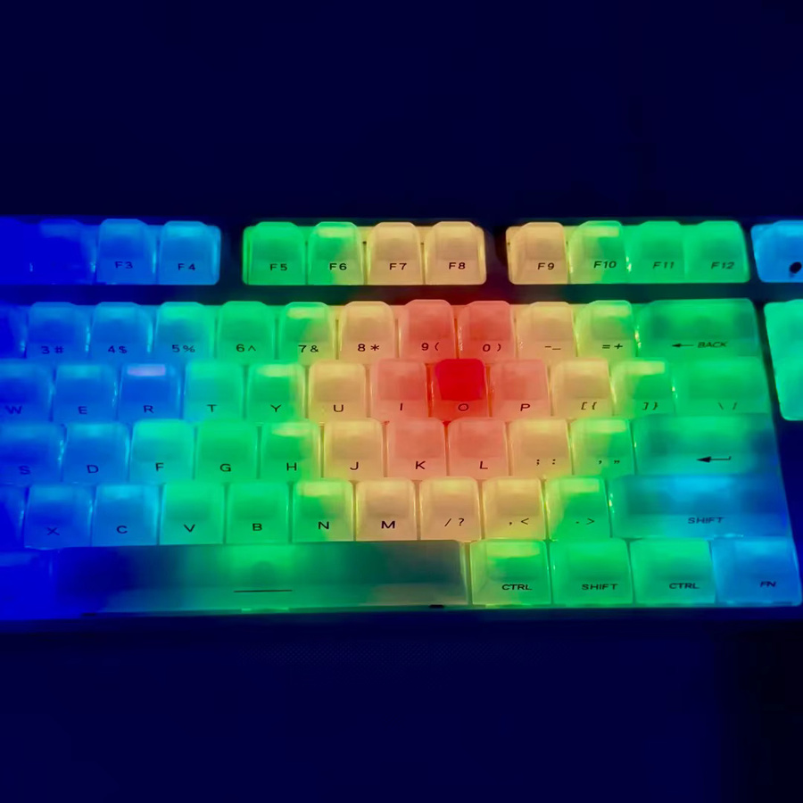 FSWHBY Transparente Kristall-Tastenkappen aus PC im OEM-Profil, Cremeweiß, 115 Tasten mit Seitendruck für mechanische MX-Schalter-Tastaturen und RGB-Hintergrundbeleuchtung - Bild 2