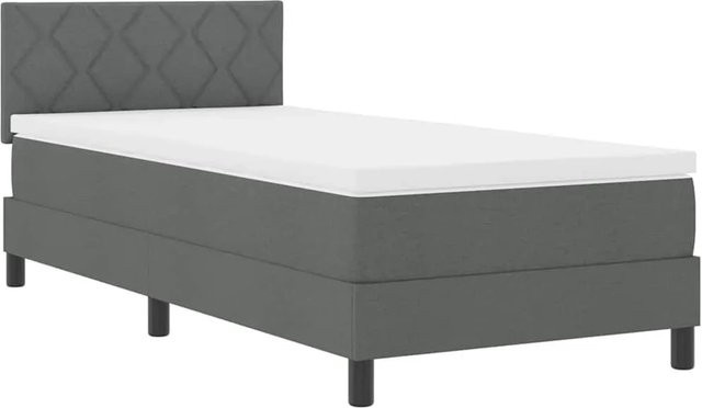 vidaXL Boxspringbett mit Matratze und Taschenfederkern in Grau, B/T/H: 100 x 200 x 103 cm - Bild 1