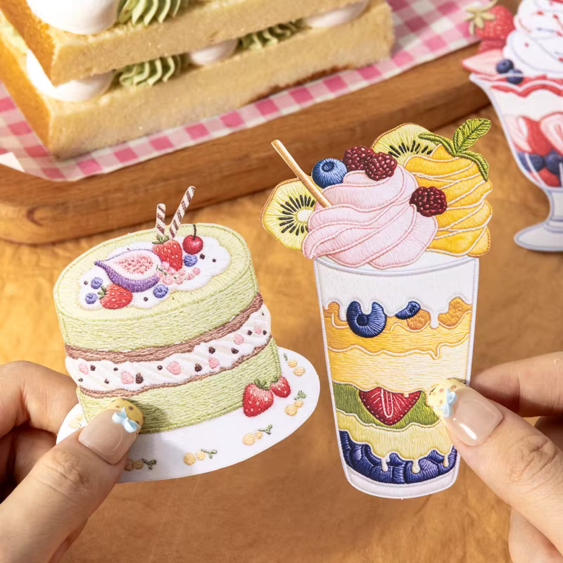 Leaffei Sticker-Set im Stickerei-Stil mit 6 niedlichen Motiven, Multicolor, aus Hartkarton - Bild 1