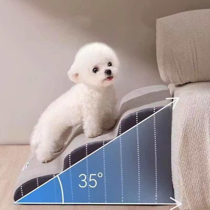 Booteely Hunde-Treppe aus Hochdichteschaum in Grau mit rutschfester Oberfläche für ältere Hunde - Bild 4