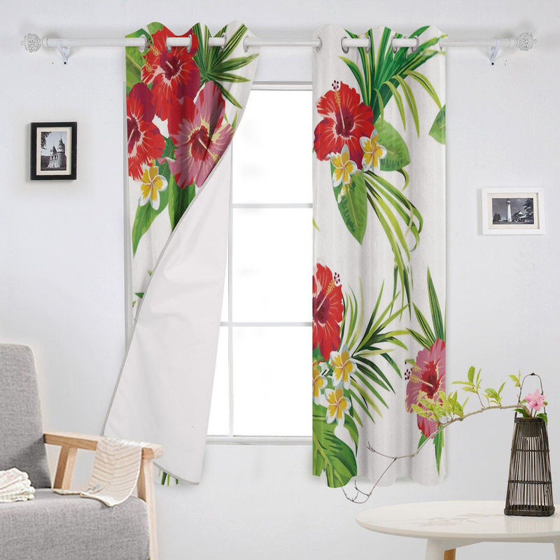 Dekorative Fenster Vorhänge mit Tropischem Regenwald und Blumen Motiv aus Polyester, Breite: 135 cm, Höhe: 60 cm - Bild 3