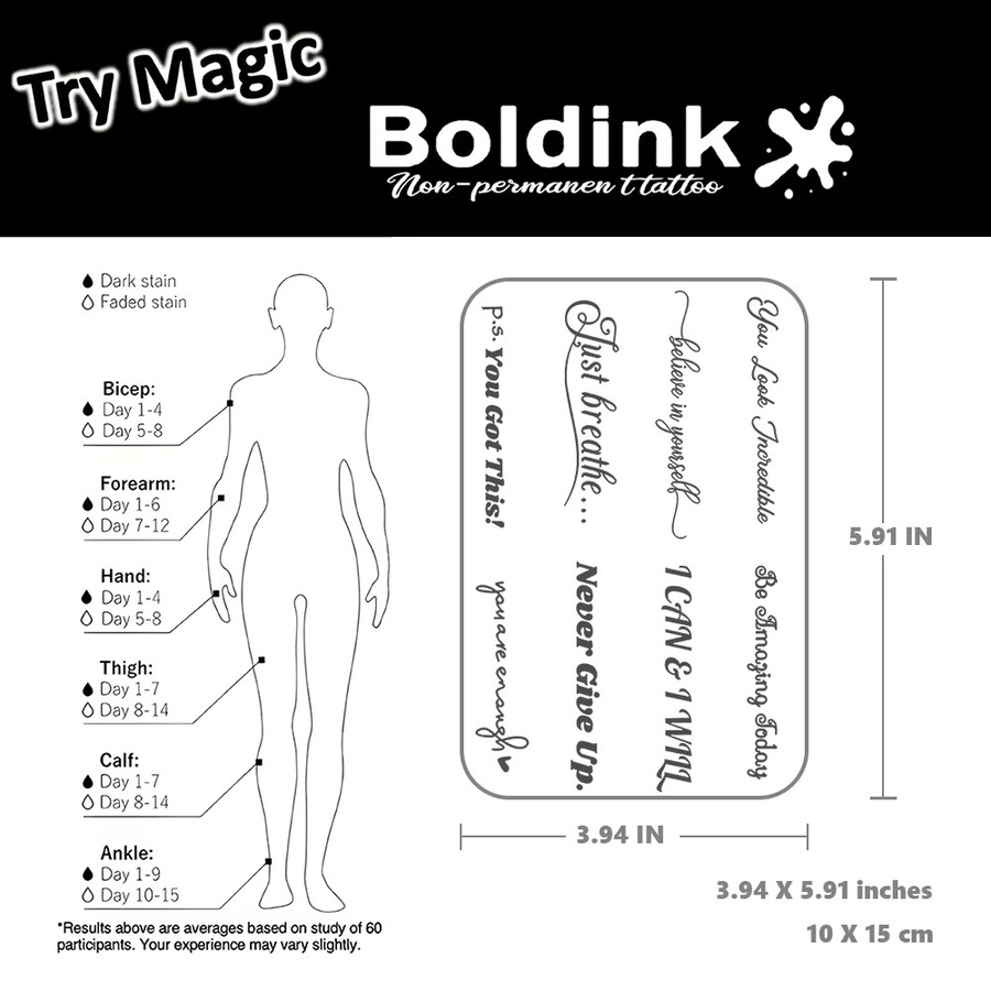 BOLDINK English Moisturizing Tattoo Sticker, Unisex, wasserfest - Bild 3