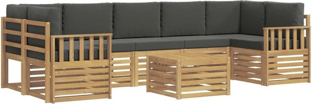vidaXL Outdoor-Sofagarnitur 8-teilig aus Akazienholz mit Polstern in Anthrazit und Weiß - Bild 1