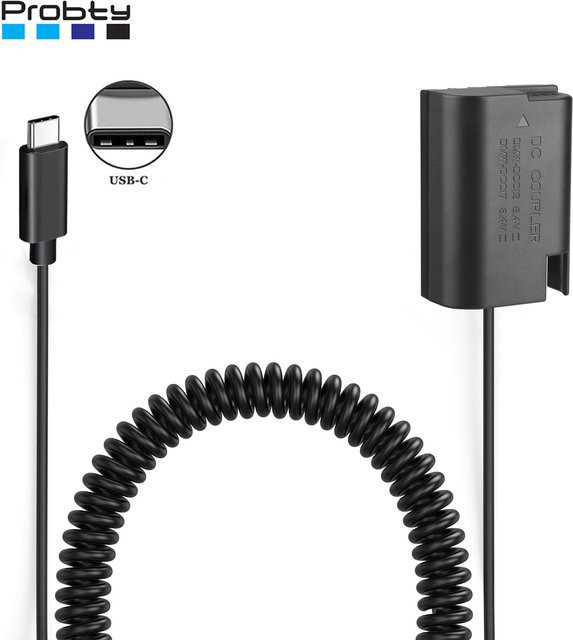 DMW-DCC12 Dummy-Akku USB-C-Adapter für Panasonic Lumix DC-G9, GH5, GH4, DMC-GH3, GH3K, GH4K, GH3H, GH4H, G9, G9L, G9K in Schwarz - Bild 1