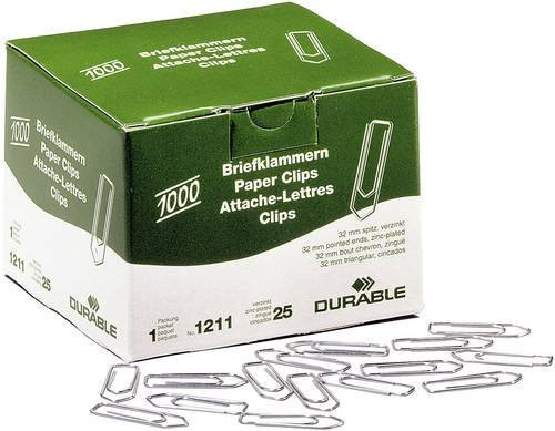 Durable Büroklammer aus Metall in Silber, 32 mm, 1000 Stück - Bild 1