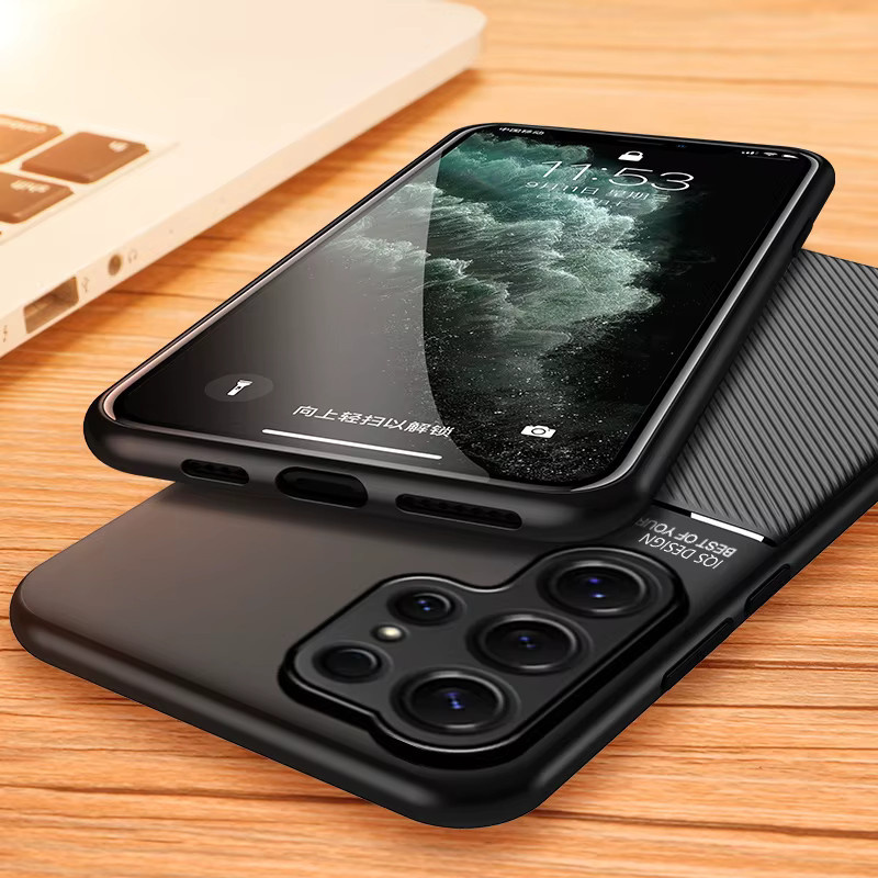 Samsung Handyhülle mit Ledertextur und magnetischer Halterung für Galaxy S26 S25 S24 Ultra S25FE S24FE Plus in Schwarz und Rot - Bild 2