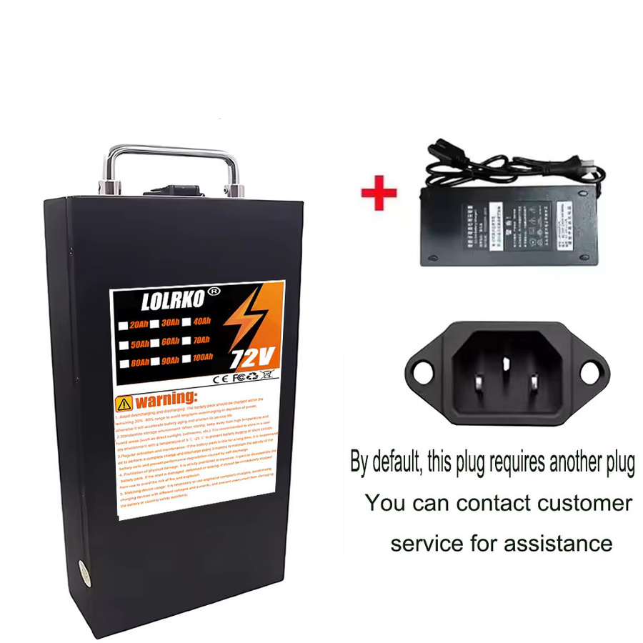 ALalito Lithium-Akkupack 72V 100Ah mit 18650 Zellen, Großer A-Typ-Akku in Schwarz, geeignet für Motoren unter 3000W - Bild 3