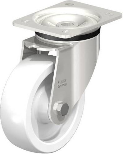 Blickle Lenkrolle LKX-SPO 150G aus Edelstahl mit Kunststoffrad, Durchmesser: 150 mm, Tragfähigkeit: 800 kg, Farbe: Weiß - Bild 1